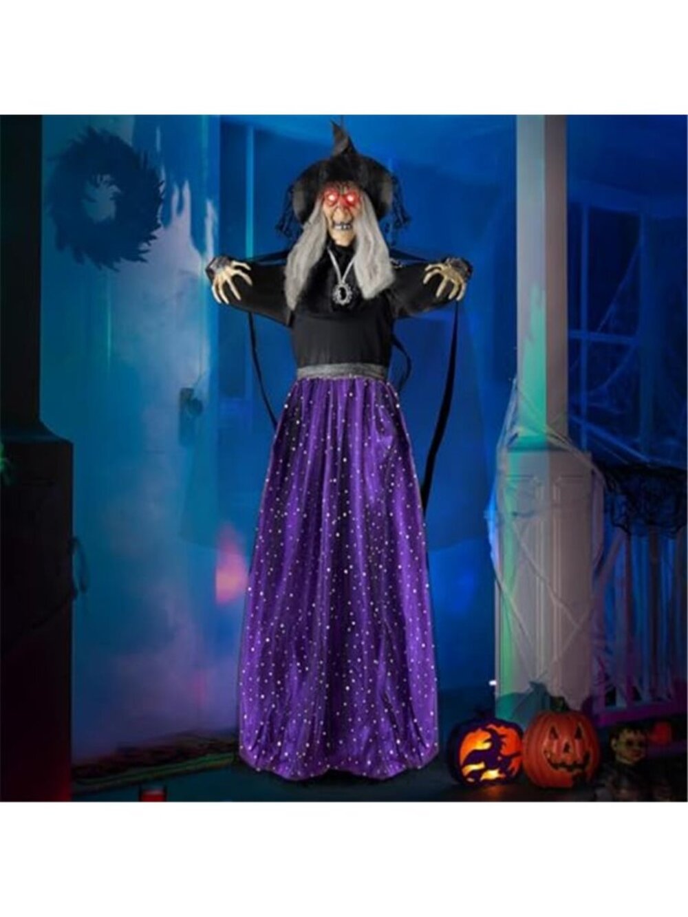 47” Animated Witch Halloween Decorations Outdoor Indoor Scary Halloween